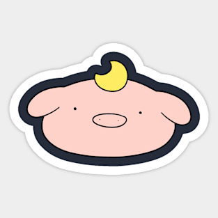 Crescent Moon Pig Face Sticker